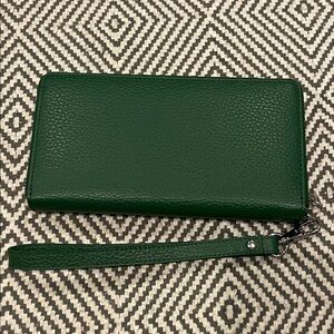 Genuine Green Leather Wristlet Wallet
